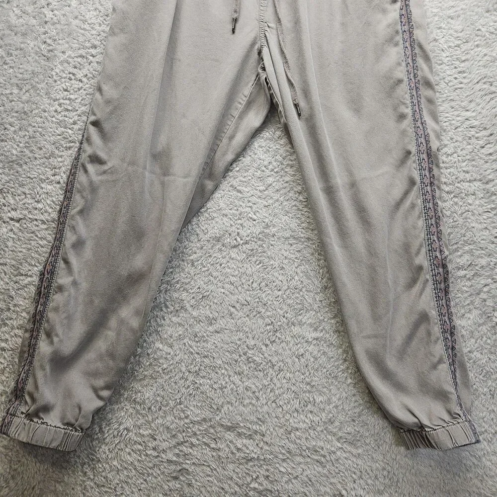 Knox Rose Gray Jogger Pants Size Embroidery Size Medium Boho Hippie Casual